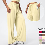 Women Yoga Pants Women Quick Drying Wide Leg Yoga Pants Loose Yoga Pants High Waist With Pockets Fitness Sport Gym Workout Drawstring Full Length