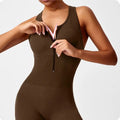 Women Yoga Seamless Peach Booty One-Piece Yoga Bodysuit - V-Back Tummy Control Gym Outfit for Women - Sexy Workout Jumpsuit Fitness Bodycon