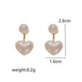 Korean Style Contracted Heart Pearl Earrings For Women Sweet Flower Zircon Geometric Pendant Earring Girl Party Jewelry Gift