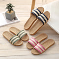 Summer Couple's Linen Slippers - Striped Fashion Non-Slip Comfort Indoor EVA Floor Breathable Sandals