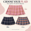 Women's Plaid Pleated Mini Skirt with Elastic Waistband One Size 22 cm Short A-Line Polyester Skirt for Cosplay Parties
