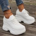 Black Knitted Wedges Heel Sneakers Women Spring Autumn Breathable Chunky Platform Sneakers Woman Slip on Mesh Sports Shoes 35-42