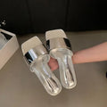 Shoes Rubber Flip Flops Woman's Slippers Beige Heeled Sandals Square Toe Slides Low Med Hawaiian 2025 Black Thin Fabric Sewing