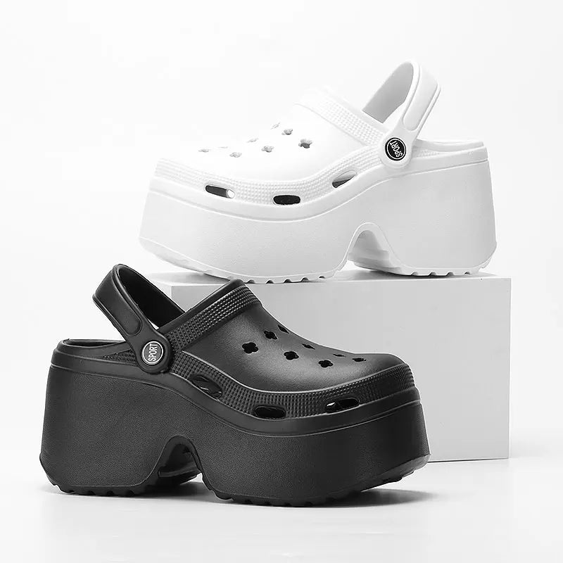 Women's Wedges Heel Sandals Summer 2026 Closed Toe Chunky Platform Sandalias Mujer Hollow Out Thick Sole Non-slip Slides Ladies