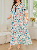 Floral Dress GIBSIE Plus Size Floral Print V-Neck Summer Dress Women 2027 New Half Sleeve Beach Casual Loose Lady Vacation Long Dresses