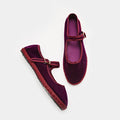 Solid Color Velvet Mary Janes Shoes for Women Spring Autumn Casual Streetwear Ballet Flats Buckle Strap Ladies Shoes Footwear