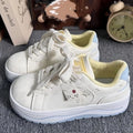 10 Styles Women's Kawaii Ribbon Thick Heel Breathable White Sneakers Casual Running Shell Shoes Chunky Y2K Dad Style for Spring
