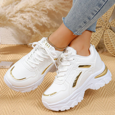 Women's Fashion Chunky Sneakers Casual Platform 2025 Autumn Winter New Lace-up Warm and Comfortable Women's Shoes Zapatos Mujer