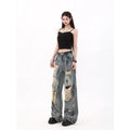 Oversize Blue Ripped Old Hot Girl Y2k American Retro High Waist Fashion Men And Women Hip Hop Straight Loose Wide Legs Jeans