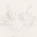 Women French Half Cup Ultra Thin Lace Bra Set, Sheer Elegant Lingerie Bra & Panty Underwear Kit