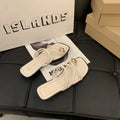 Stylish Women's Cross Strap Slide Sandals Comfortable Lightweight Toe Loop Beach Shoes with Casual Solid Color Design for Summer