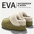 Waterproof Winter Warm House Slippers for Men Women Plush Fuzzy Lining Indoor Shoes Wear Resistant Sole Cozy Home Footwear