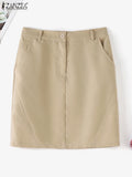 ZANZEA Women Fashion OL Pencil Skirts Elegant Commute Solid Color High Waist Mini Skirt 2024 Summer Casual Office Wear Jupes