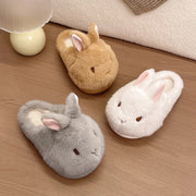 Plush Slippers Women Home Rabbit Winter Mules Platform Shoes Girls Fluffy Animal Cartoon Bunny Indoor Fuzzy Fur Slides Non-Slip