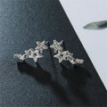 Shiny Star Women's Stud Earrings Exquisite White Zircon Versatile Female Earring Silver Color Metal Mini Crystal Party Gifts
