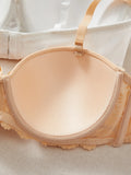 3PCS Women's Floral Lace Strapless Bra Solid Thin Cup Removable Straps Comfort Daily Lingerie Top