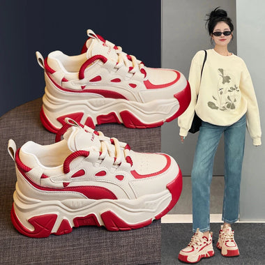 Womens Chunky Sneakers Platform Petite Womens Color Block Platform Dad Sneakers Fleece Lined Chunky Height Increasing Warm Plush Casual Walking Sports Shoes