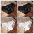 4Pcs/Set Sexy Panties Women Low Waist Briefs Lace Back Hollow Out Underwear Sexy Lingerie Solid Color Female Intimates M-XL