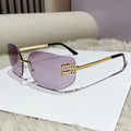 NEW Classic Sun Glasses Female Funky Metal Luxury Rimless Sunglasses Women BrandDesigner Rivets Rectangle Gradient Curved Shades