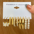 Fashion Geometric Hoop Earrings Set for Women Vintage Bohemian Pearl Gold Color Round Earring Punk Daily Wear Jewelry Gifts 2025