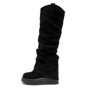 10CM  Heel Knee High Boots for Women Platform Boots Ankle Spring Autumn Winter Warm Wedge Comfy Comfortable Boots Ankle Booties
