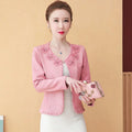 Beading Business Office Women Blazer Solid Long Sleeve Blazer Lapel Open Front Short Suit Jacket For Women's Coat Plus Size 4XL