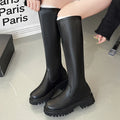 2025Winter Women Knight High Boots Fashion Back Ers Ladies Elegant Platform Flats Long Booties Short Plush Women's Footwear