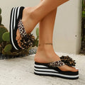 2026 New Summer Women Comfortable Sexy Leopard Flowers Soft Wedges Slippers Casual Beach Shoes New Flower Women's Sandals