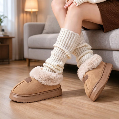 Warm Ankle High House Slippers Men Women, Soft Fleece Lined, Thick Light EVA Sole for Indoor & Outdoor Use