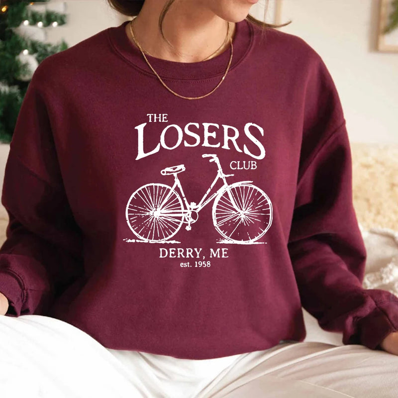 The Losers Club Sweatshirt Vintage Bike Sweatshirt Stephen King's IT Pennywise Hoodie Clown Scary Movies Shirt Horror Sweatshirt