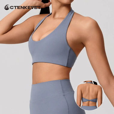 Hearuisavy Summer Sports Bra Women's Gym Underwear Push Up Pilates Yoga Bra Sporty Fitness Top Breathable Backless Workout Top