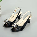 Cresfimix Women Classic High Quality White Pu Leather Peep Toe Square Heel Shoes Lady Cool Black Office Summer Heels A9841
