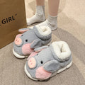 ZUOFU Unisex Cute Pig High Top Plush Slippers Autumn Winter Fluffy Faux Fur Non-Slip Warm Indoor Ankle Cotton Shoes