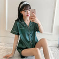 Silk Pajamas for Women 2025 Sexy Silk Women Pijama Sets Sleepwear Long-sleeve Cardigan Female Ice Silk Home Pijama Mujer Verano