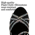 DKZSYIM Rhinestone Women Latin Dance Shoes Latin Salsa Girl Dancing Shoes Black Shiny Ballroom Dance Shoes For Girls Ladies