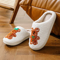 Christmas Plush Slippers Women Home Silent Holiday Gingerbread Cozy Fluffy Shoes Gift for Girls Winter Indoor Unisex Lightweight