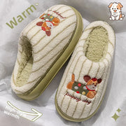 Cartoon Dog Pattern Women's Indoor Slippers Autumn Winter Warm Comfort Bedroom Slippers Woman Soft Lightweight Home Cotton Shoes