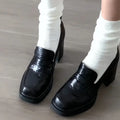 2025 New Retro pu Leather Slip On Women Pumps Ladies Loafers Dress Shoes Thick High Heels Platform Shoes