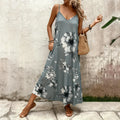 Plus size women's camisole skirt, floral print sleeveless skirt, summer beach leisure vacation  Dress