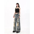 Oversize Blue Ripped Old Hot Girl Y2k American Retro High Waist Fashion Men And Women Hip Hop Straight Loose Wide Legs Jeans
