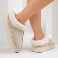 Unisex Winter Fluffy Platform Slippers Thick Sole Non Slip Warm House Slippers for Women 2025 New Comfort Faux Fur Cotton Shoes