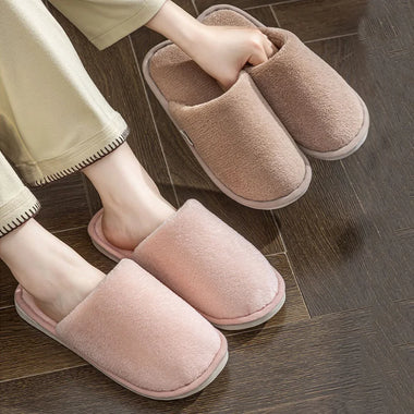 Women's Men's Casual Soft Sole Home Slippers Household Plush Slippers Anti-slip Thermal Slippers Indoor Winter Warm Flats