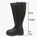 Women’s Platform Chelsea High Calf Riding Boots Elastic Gore Anti‑Slip Platform Not Over‑the‑Knee Fall Winter Fashion Long Boots