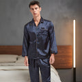 Silk Pajamas Satin Men Silk Satin Pajamas for Men Sleepwear Cozy Soft Print Long Sleeve Nightgown Tops + Trousers Two Pieces Mens Pajama Set