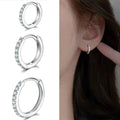 1Pair Stainless Steel Huggie Minimal Hoop Earrings Little Crystal Zirconia Thin Helix Tragus Cartilage Earrings Piercing Jewelry