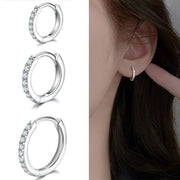 1Pair Stainless Steel Huggie Minimal Hoop Earrings Little Crystal Zirconia Thin Helix Tragus Cartilage Earrings Piercing Jewelry