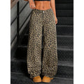 Hot Sale Female Straight Leg Jeans Girls High Waist Leopard Print Denim Pants Women Retro Fashion Baggy Trousers