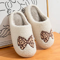 Women's Bow Slippers Warm Pattern Winter Indoor Soft Sole Home Cute Classic Embroidered Comfy casual Fuzzy Bedroom Girls Shoes