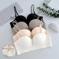 FINETOO Front Closure Push Up Bras Sexy Seamless Plunge No Steel Brassiere Thick Female Underwear Solid Color Invisible Lingerie