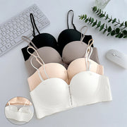 FINETOO Front Closure Push Up Bras Sexy Seamless Plunge No Steel Brassiere Thick Female Underwear Solid Color Invisible Lingerie